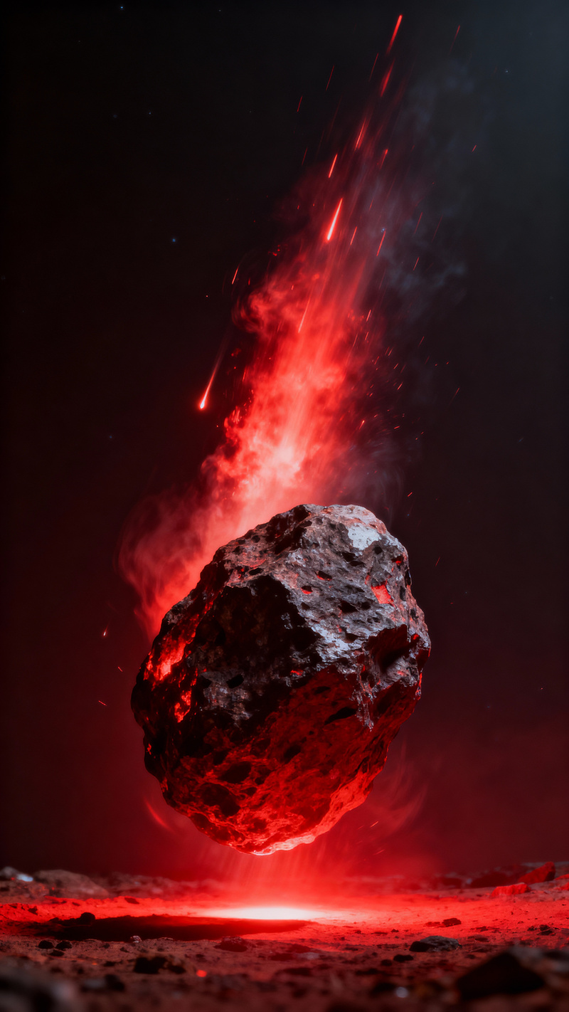 Striking Meteorite with Red Glow - Semi-Realistic Art