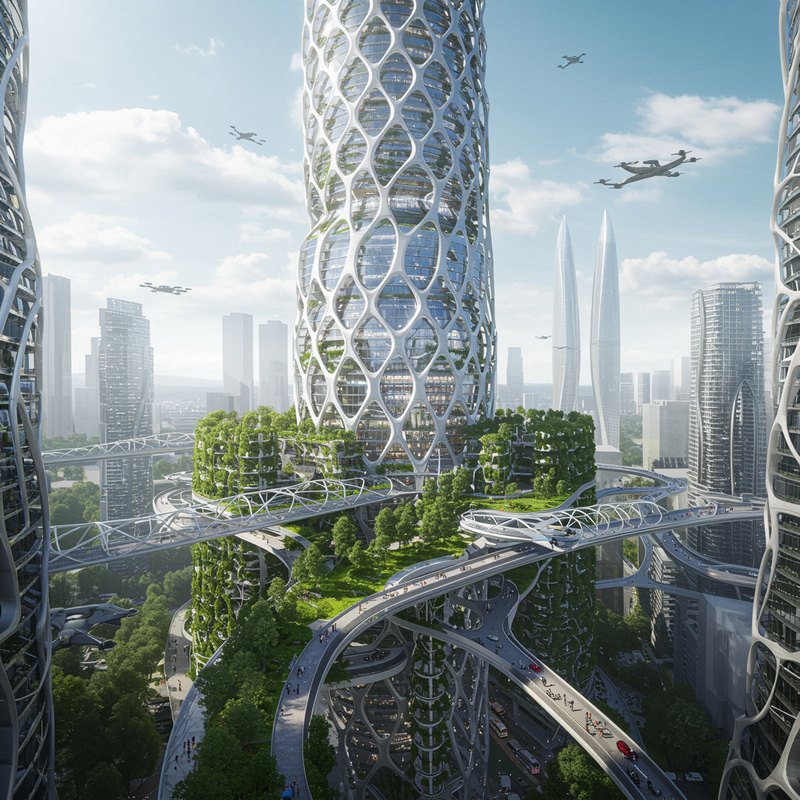 Futuristic Metropolis with Unique Architecture Futuristic Metropolis with Unique Architecture