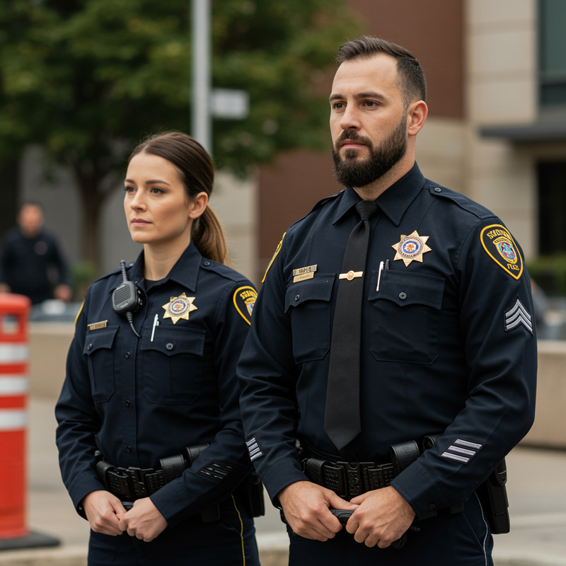 Two Police Officers in Uniform Two Police Officers in Uniform