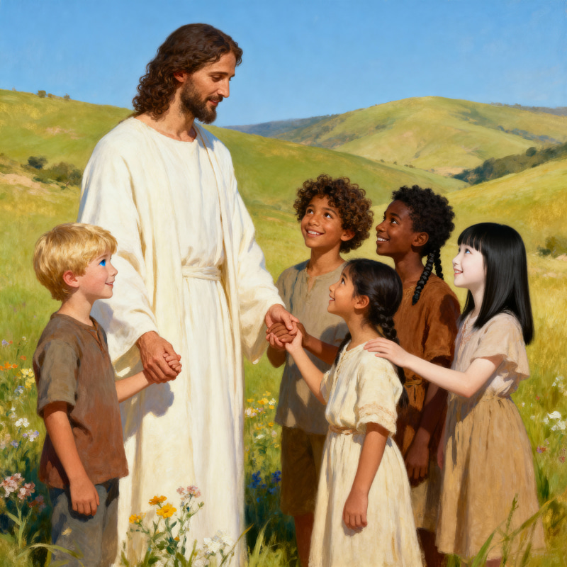 Jesus Among Children: A Serene Interaction