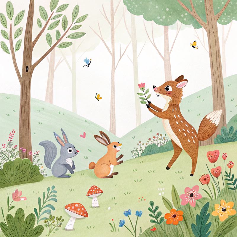 Whimsical Woodland Animals in Watercolour Style Whimsical Woodland Animals in Watercolour Style