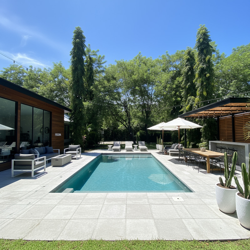 Modern Outdoor Pool Area Transformation