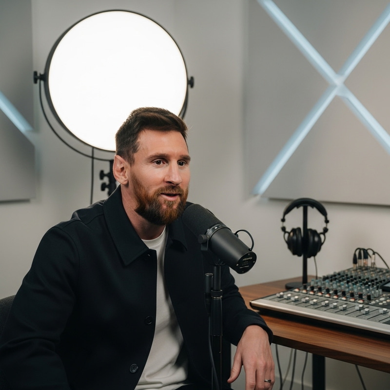 Lionel Messi in Podcasting Studio Lionel Messi in Podcasting Studio