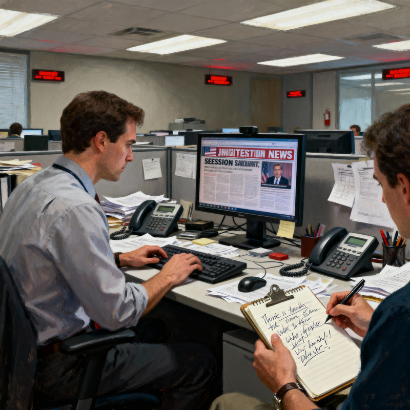 Journalistic Bureau During Realism Sensation