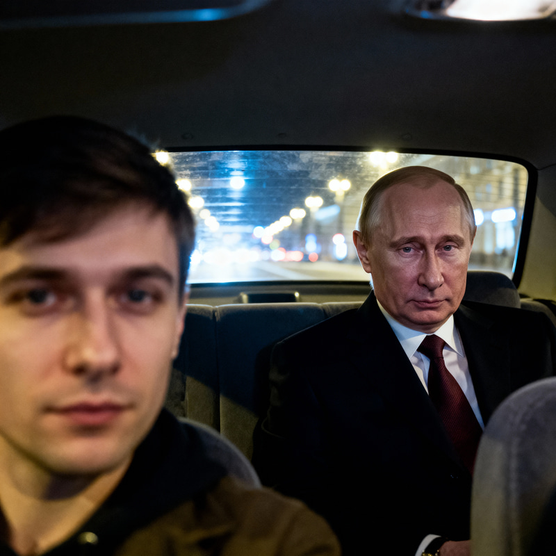 Selfie with Putin in Car at Night Selfie with Putin in Car at Night