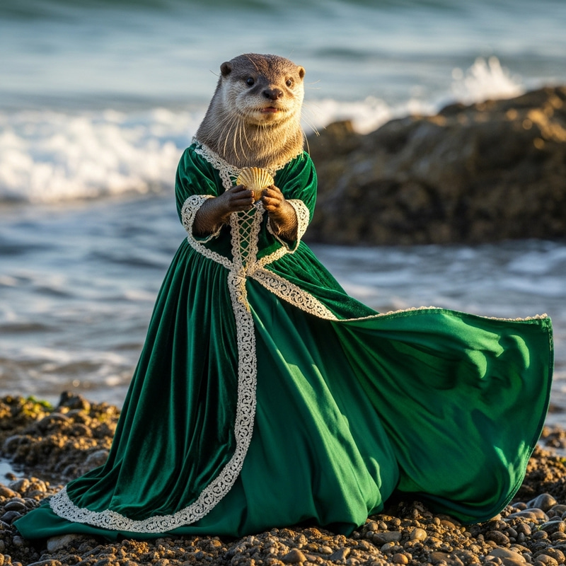 Charming Female Otter in a Dress - Adorable Imagery Charming Female Otter in a Dress - Adorable Imagery