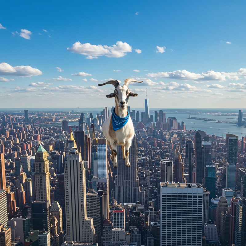 Blue Bandana Goat on New York Skyscraper Blue Bandana Goat on New York Skyscraper