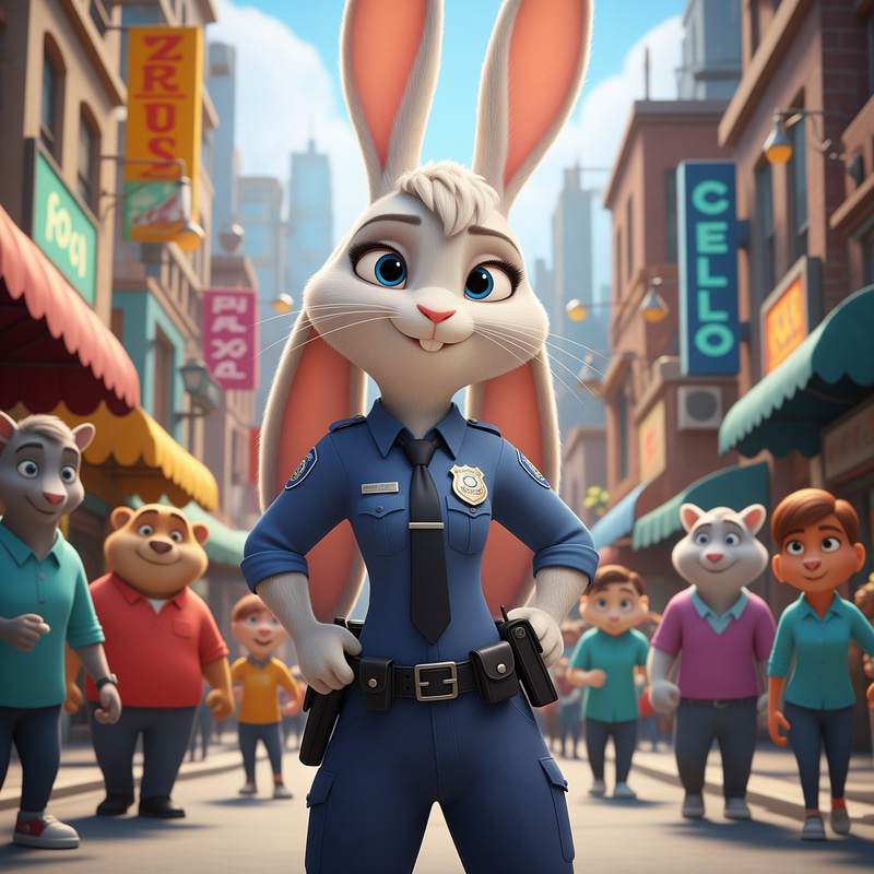 Energetic Rabbit Officer in Urban Adventure Energetic Rabbit Officer in Urban Adventure