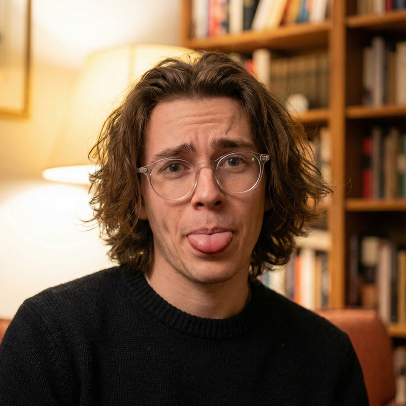 Expressive Portrait of Young Man with Glasses Expressive Portrait of Young Man with Glasses