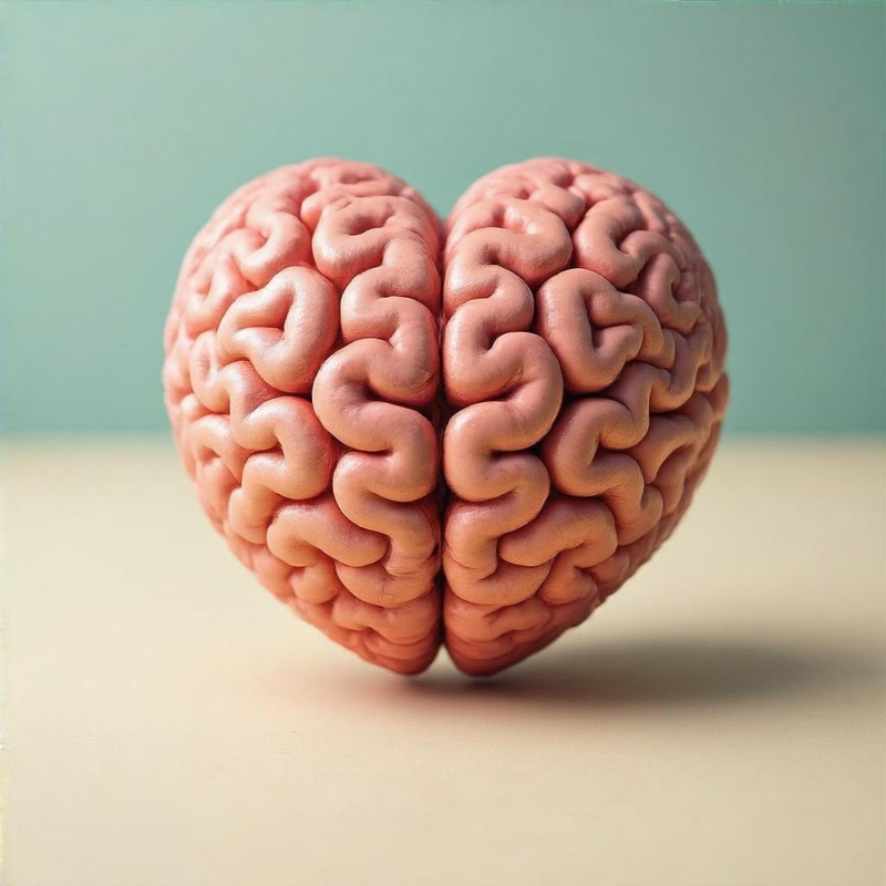 Heart-Shaped Brain in Earthy Pink Color