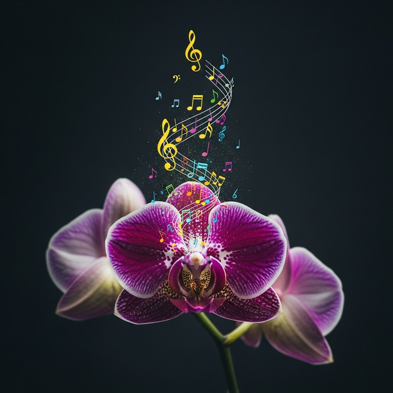Beautiful Flowers & Music Notes Art