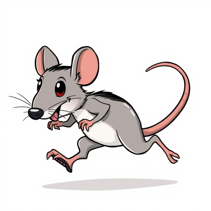 Cartoon Running Mouse with Long Tail Cartoon Running Mouse with Long Tail