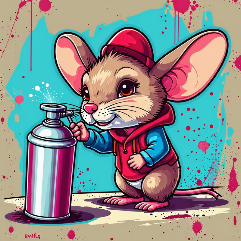 Graffiti Writer Mouse - Comic Style Sticker Art Graffiti Writer Mouse - Comic Style Sticker Art