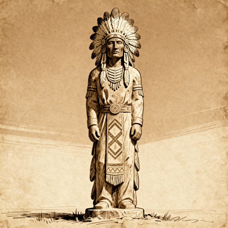 Retro American Indian Statue Illustration Retro American Indian Statue Illustration