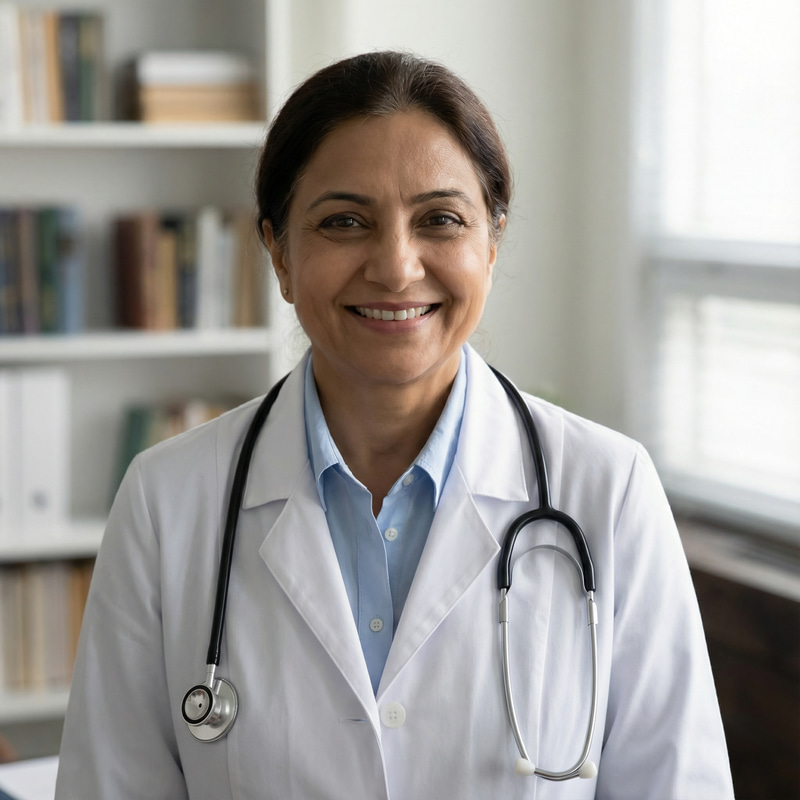 Trustworthy Doctor Headshot in White Coat