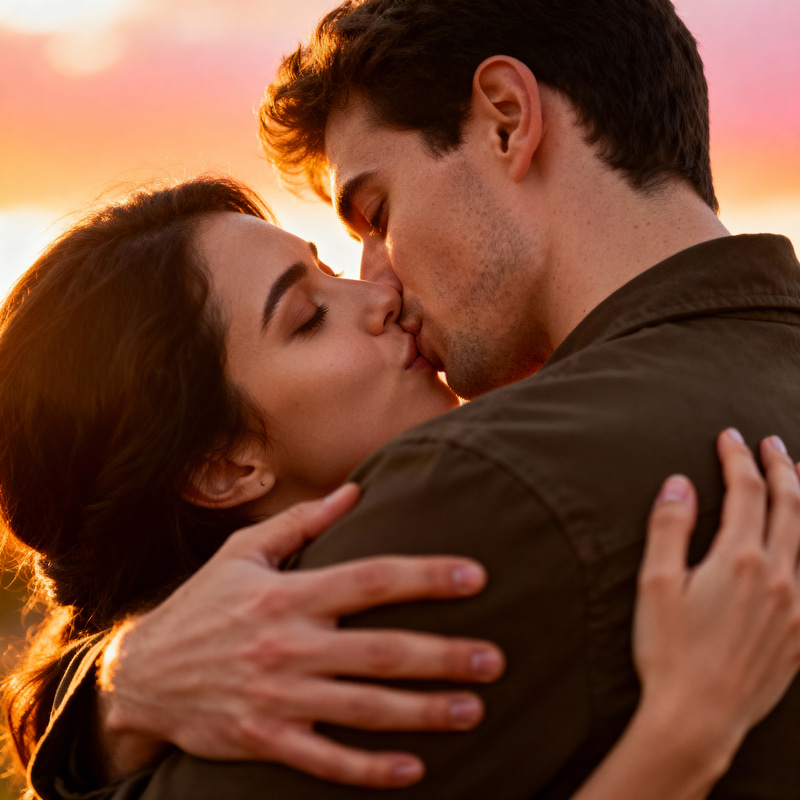 Sweet Moments of Love: Embrace and Kiss