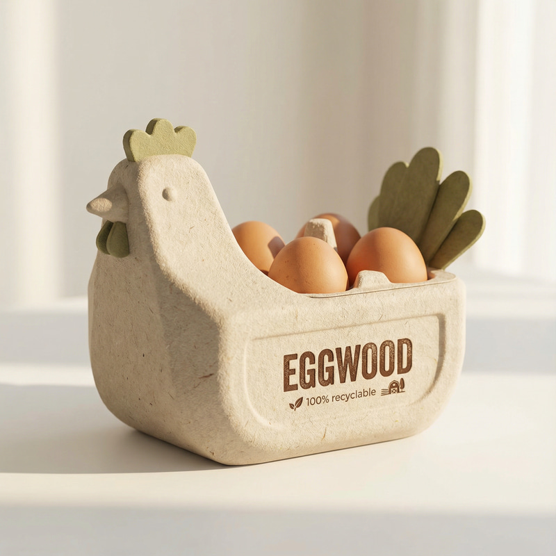 Eco-Friendly Chicken-Shaped Egg Carton - EGGWOOD Eco-Friendly Chicken-Shaped Egg Carton - EGGWOOD