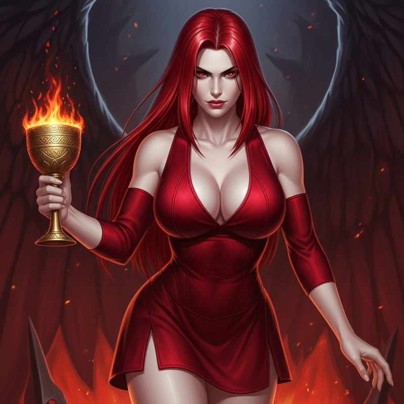 Powerful Goddess with Scarlet Flames Powerful Goddess with Scarlet Flames