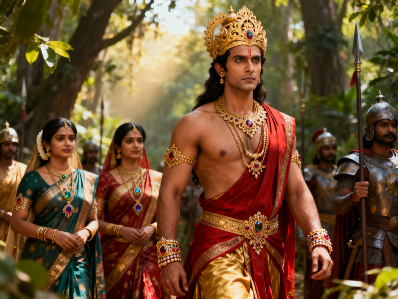 Majestic Ancient Indian King in Royal Attire Majestic Ancient Indian King in Royal Attire
