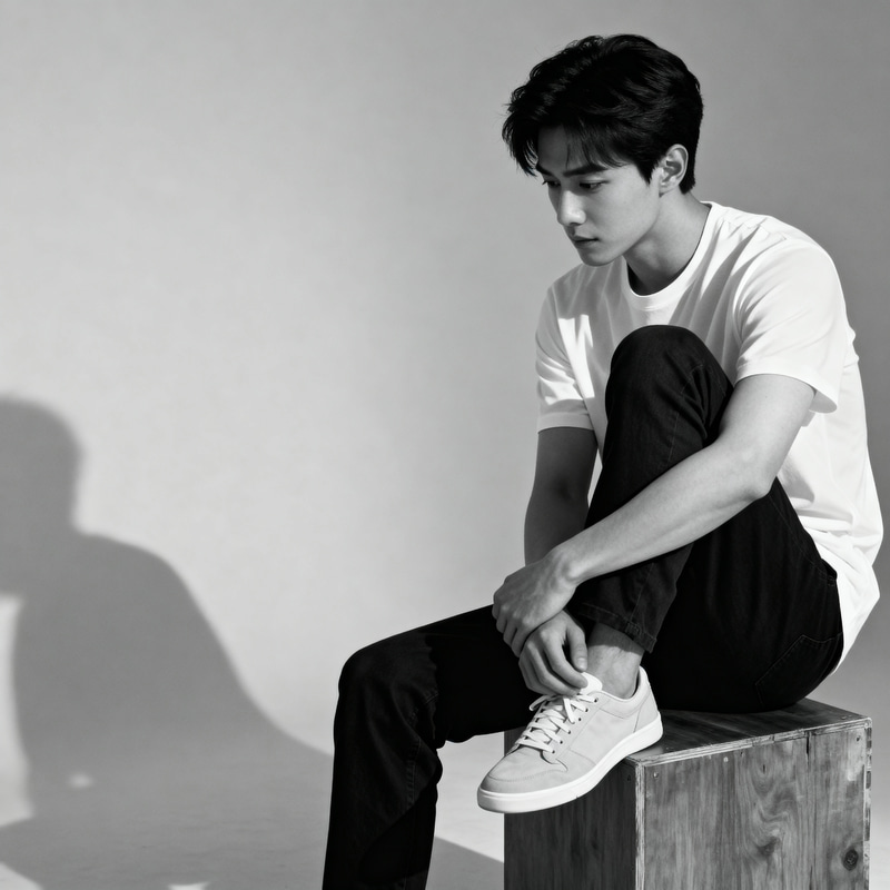 Casual Black and White Portrait of a Young Man Casual Black and White Portrait of a Young Man