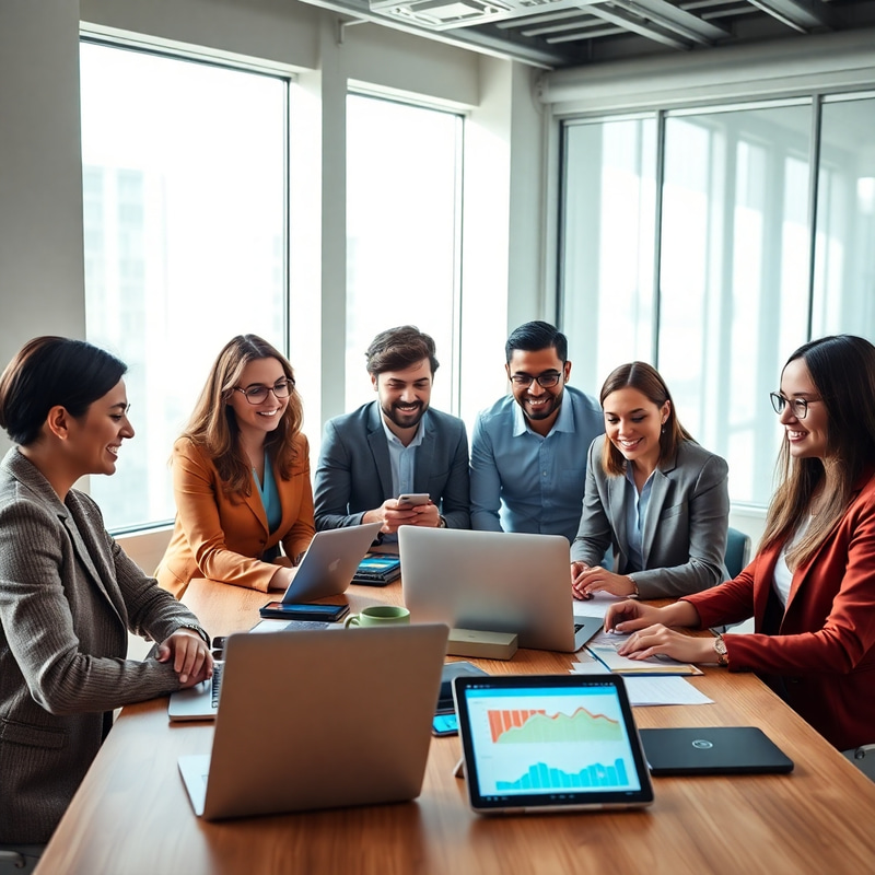 Professional Team Collaborating on Marketing Projects Professional Team Collaborating on Marketing Projects