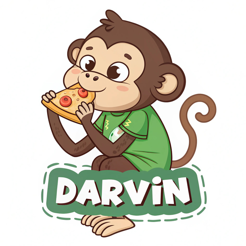 Cute Monkey Pizza Sticker - Darvin Design Cute Monkey Pizza Sticker - Darvin Design