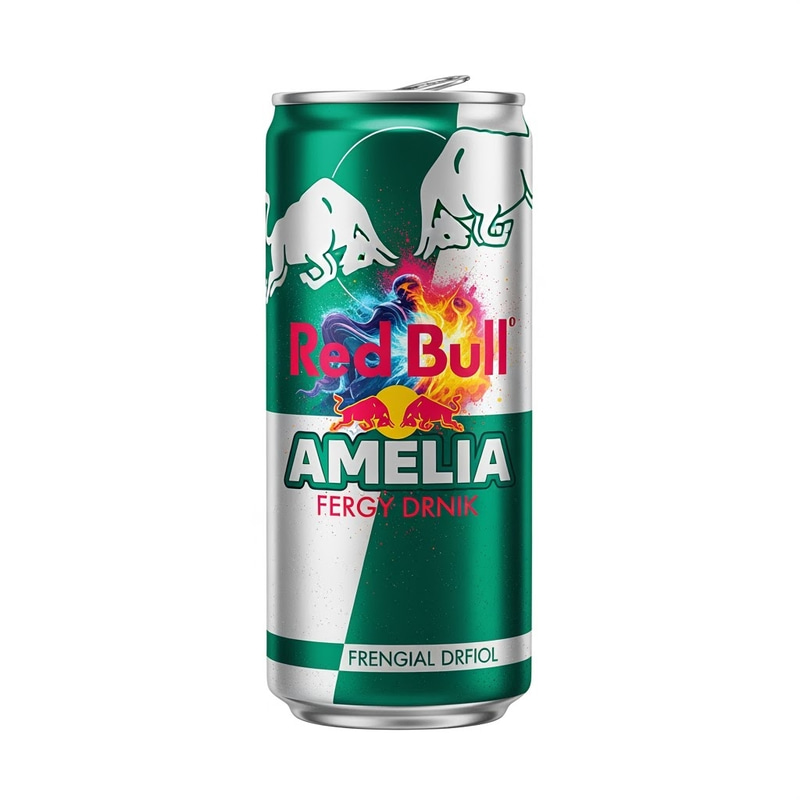 Vibrant Green Red Bull Can Featuring 'Amelia'