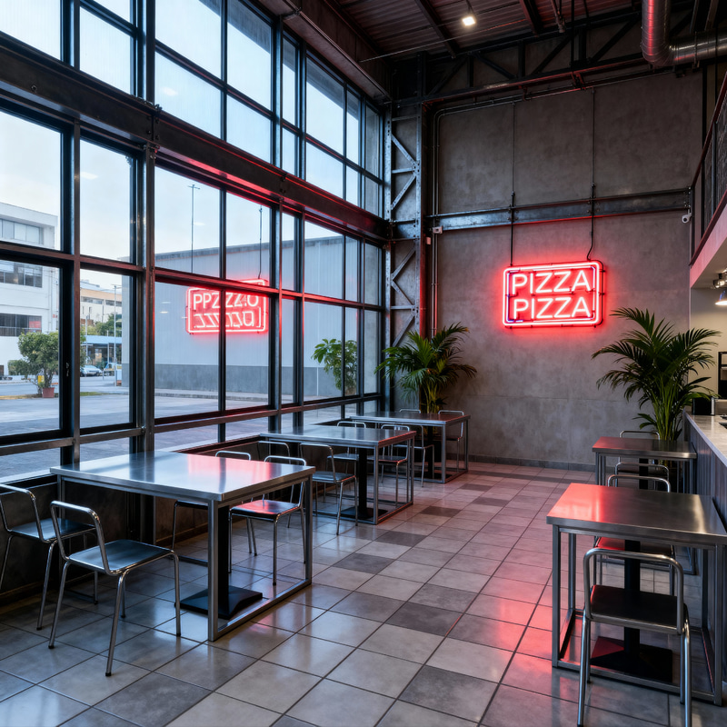 Stylish Industrial Pizza Café Interior Design Stylish Industrial Pizza Café Interior Design