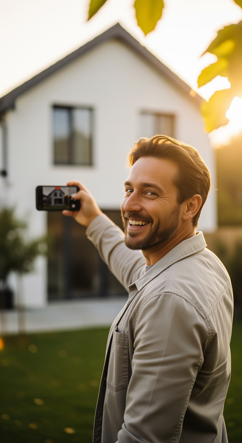 Happy Homeowner Filming New House
