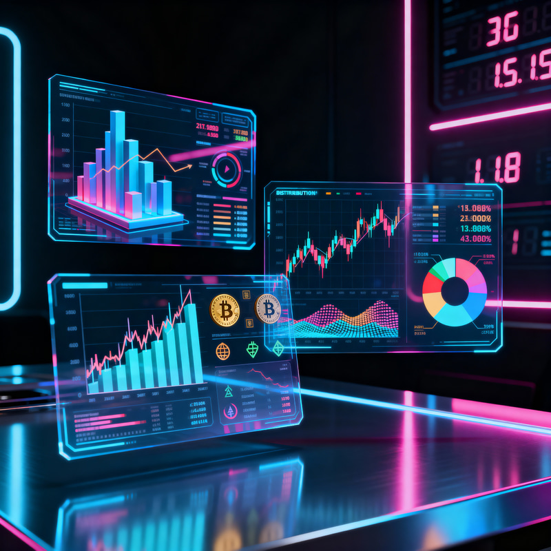 Futuristic Financial Data Dashboard Visualization