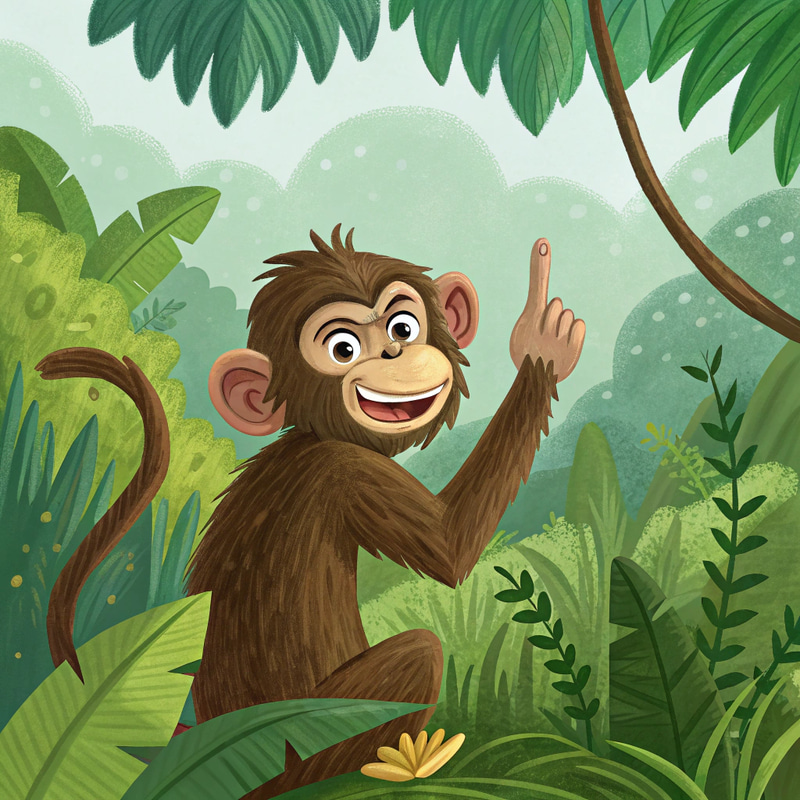 Cheeky Monkey in Vibrant Comic Jungle Art Cheeky Monkey in Vibrant Comic Jungle Art
