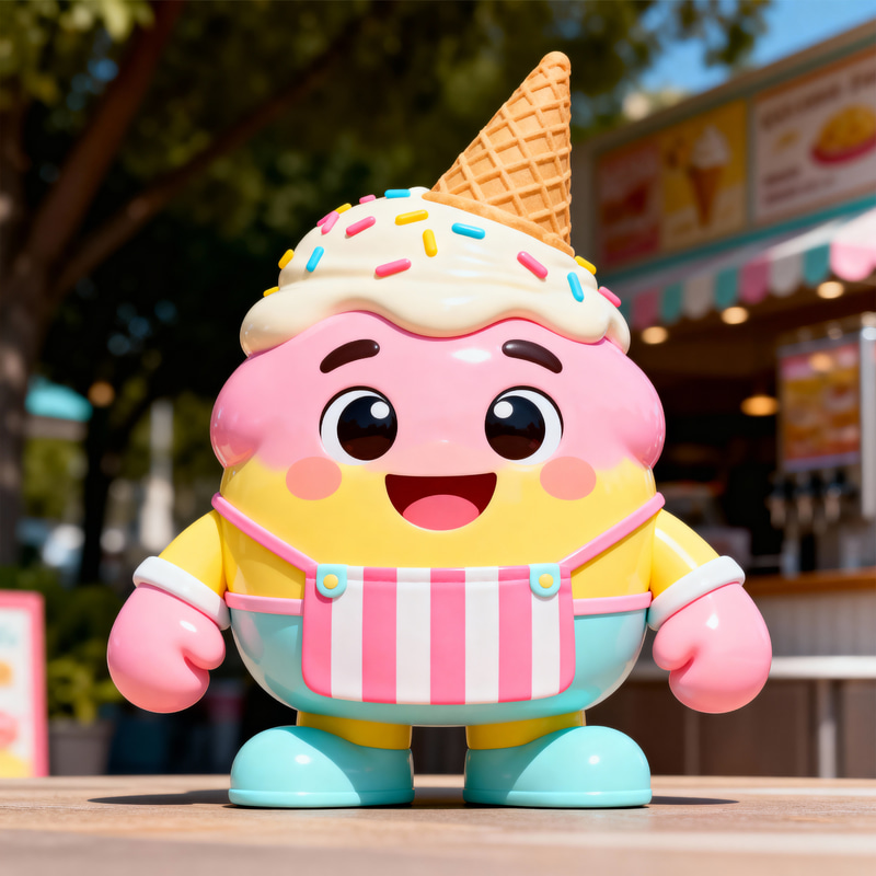 Charming Cartoon Ice Cream Mascot Design