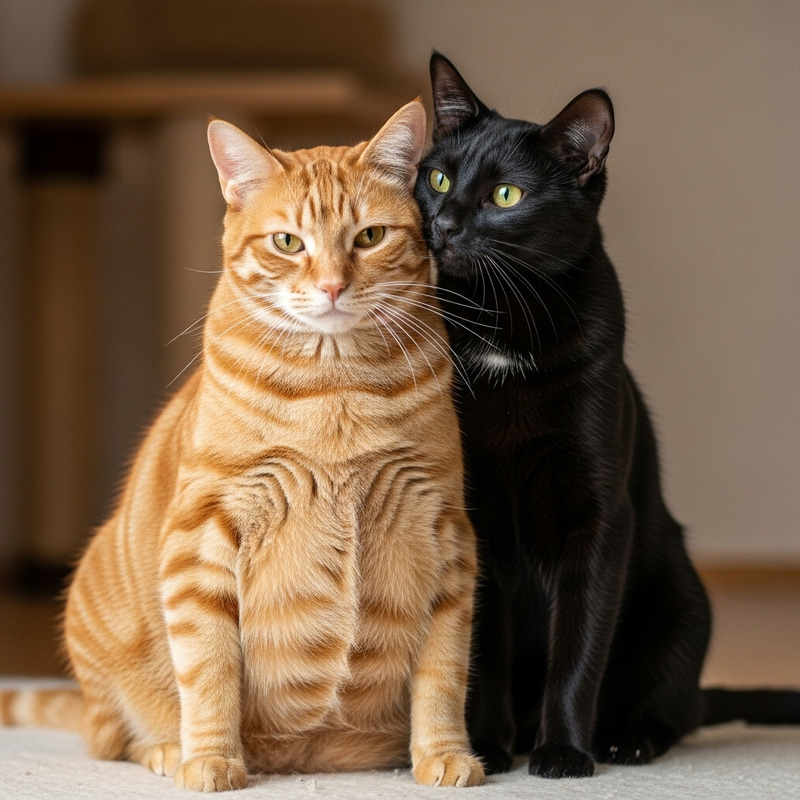 Two Cats: One Pregnant and One Dad