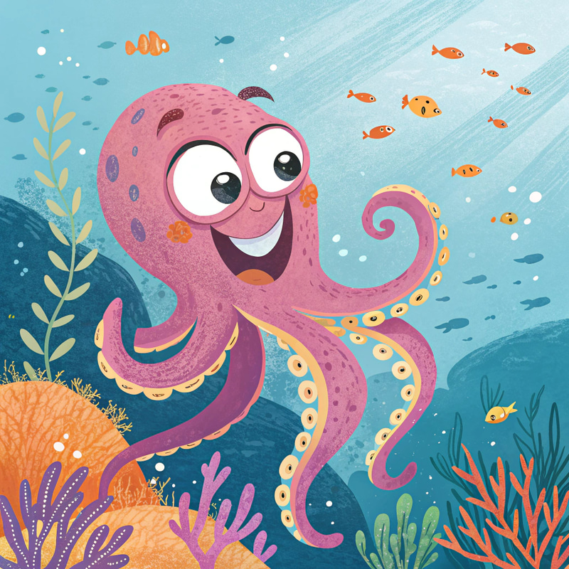 Happy Octopus - A Colorful Ocean Delight Happy Octopus - A Colorful Ocean Delight