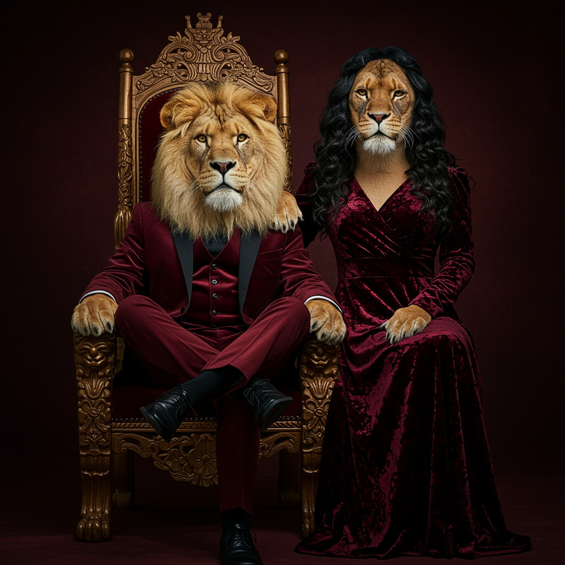 Majestic Alpha Lion in Velvet Suit - Fantasy Portrait Majestic Alpha Lion in Velvet Suit - Fantasy Portrait