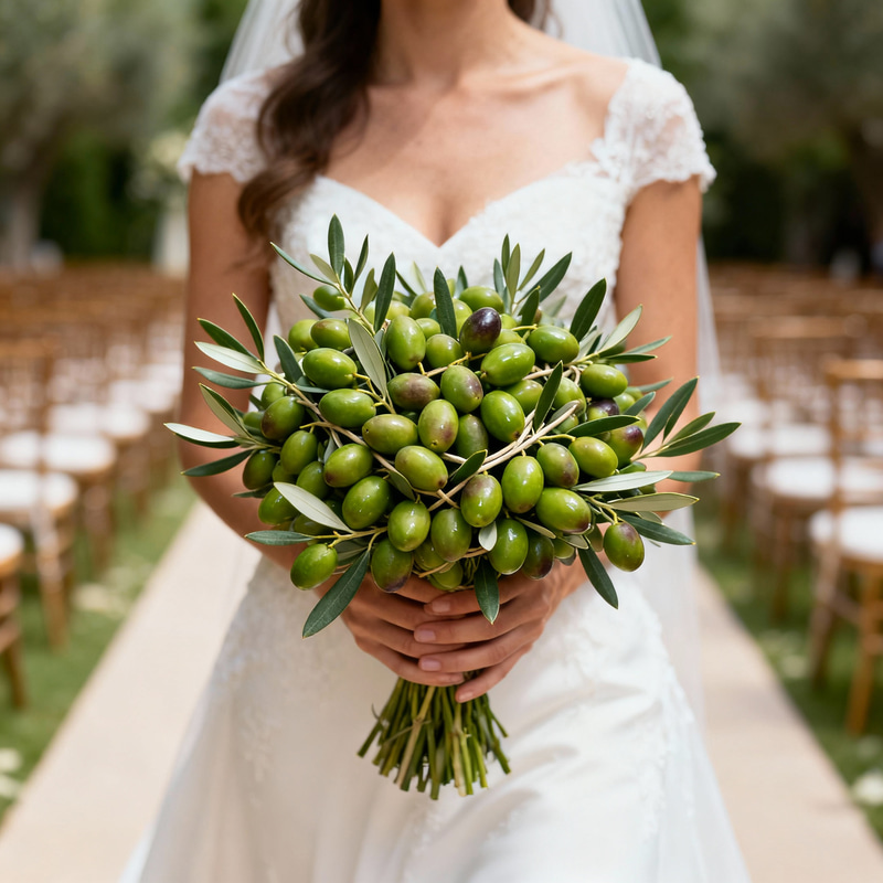Olive Blossom Bouquet for a Unique Bride