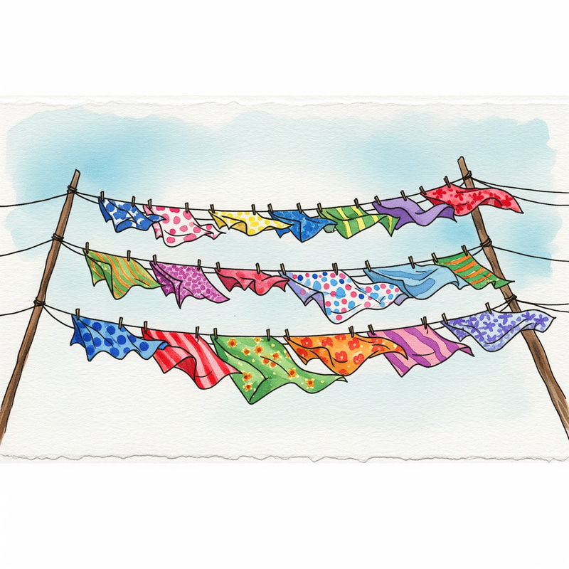 Impressionistic Watercolor of Colorful Fabrics Impressionistic Watercolor of Colorful Fabrics