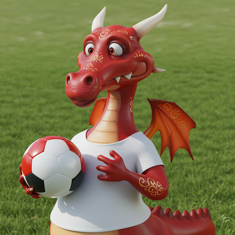 Dragon in White Shirt with Handball Dragon in White Shirt with Handball