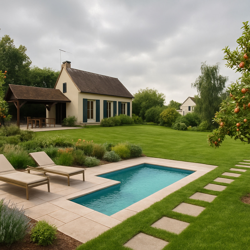 Beautiful Sloped Garden with Pool & Terrace Design Beautiful Sloped Garden with Pool & Terrace Design