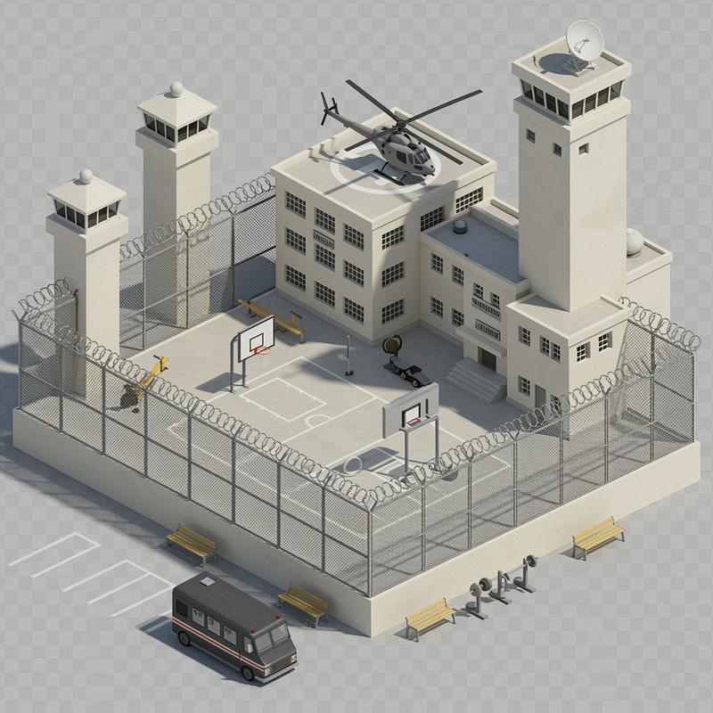 High-Security Prison Complex Visualization High-Security Prison Complex Visualization