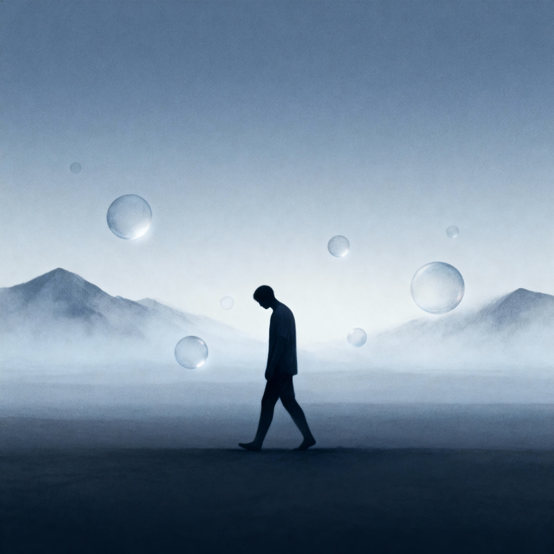 Minimalistic Surrealistic Illustration of Loneliness