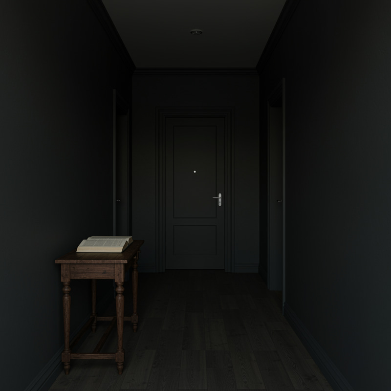 Mysterious Dark Hallway with Unique Features Mysterious Dark Hallway with Unique Features