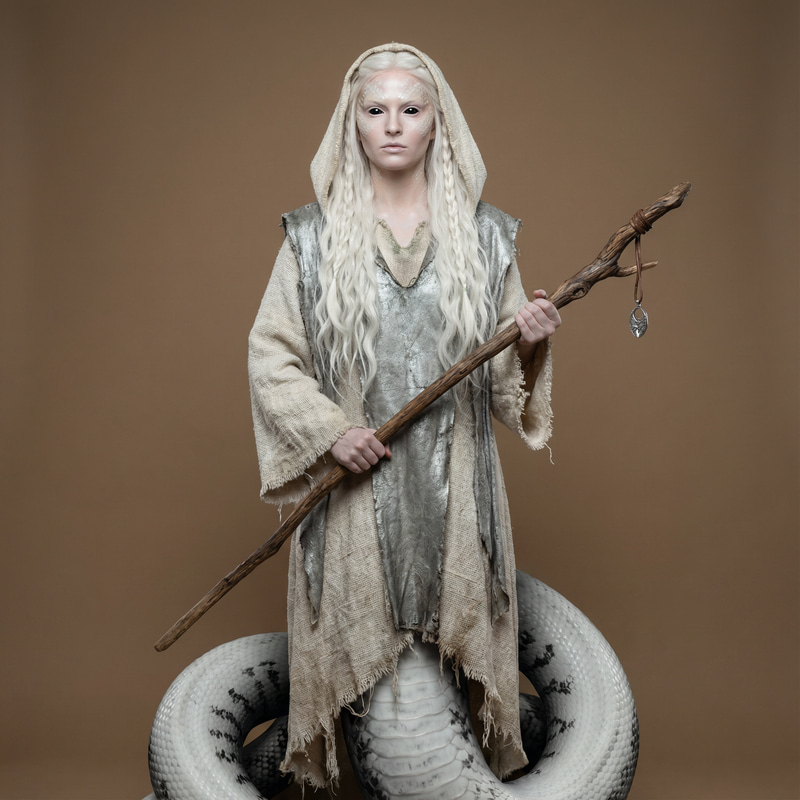 Albino Yuan-ti Priestess: Fantasy Character Design