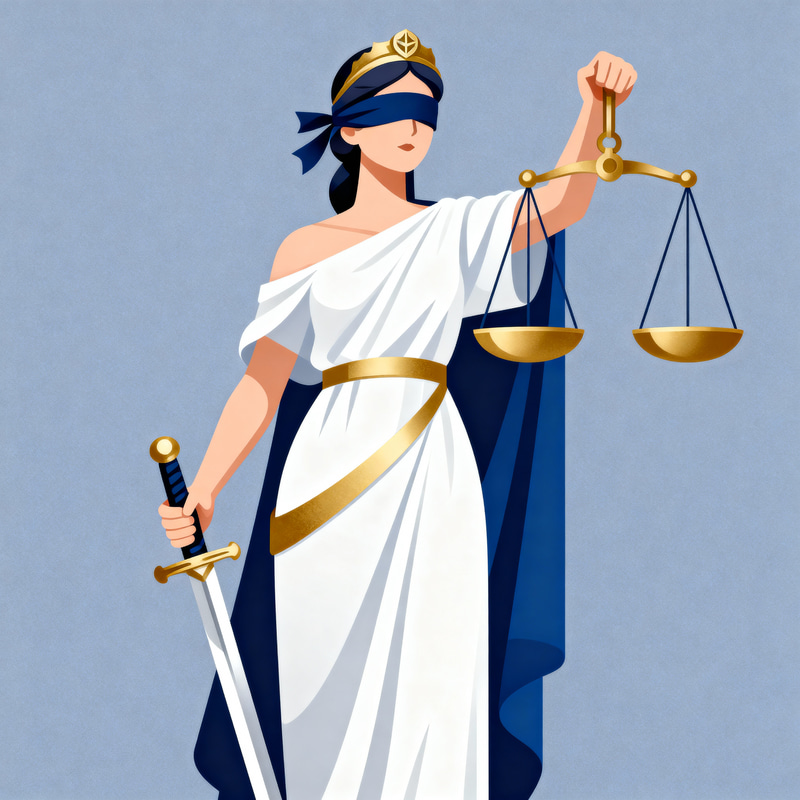 Elegant Lady Justice Illustration - Modern Logo Design