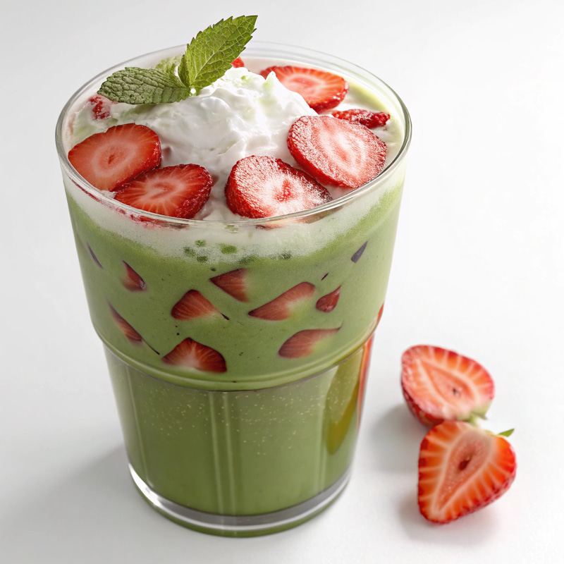 Delicious Strawberry Matcha Milk Tea 3D Graphic Delicious Strawberry Matcha Milk Tea 3D Graphic