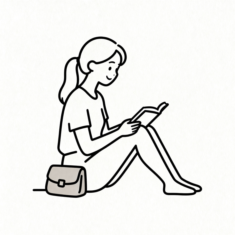 Minimal Line Art of a Relaxed Young Woman Minimal Line Art of a Relaxed Young Woman