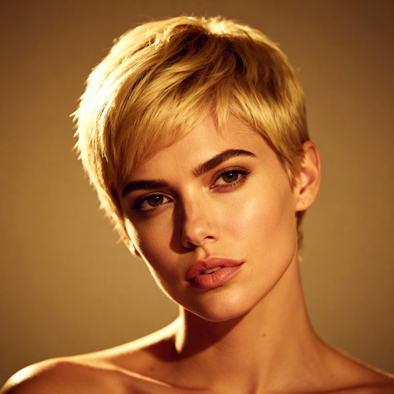 Seductive Short-Haired Blonde Portrait
