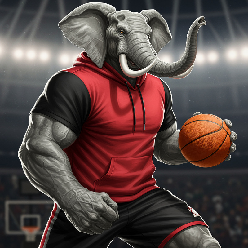 Aggressive Muscular Elephant Basketball Player Aggressive Muscular Elephant Basketball Player