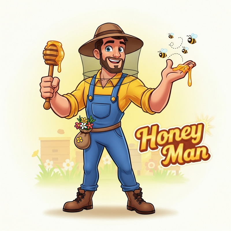 Cheerful HoneyMan Animated Mascot Design