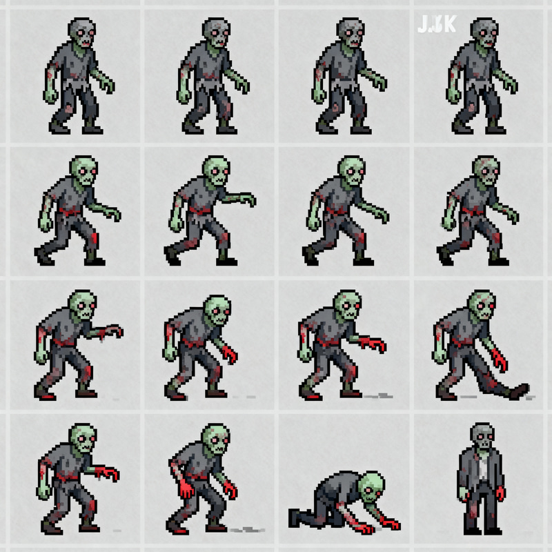 JJK Zombie Game Sprite Sheet - Pixel Art Designs JJK Zombie Game Sprite Sheet - Pixel Art Designs